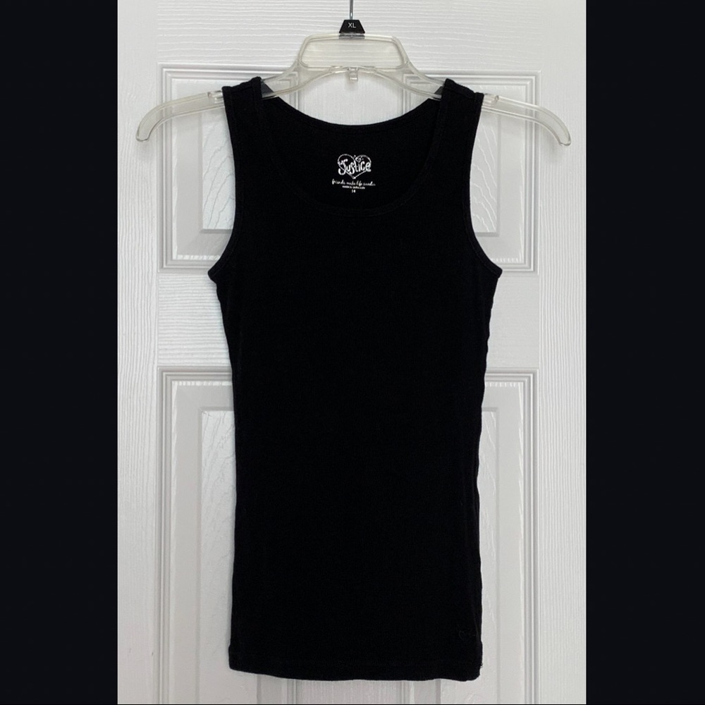 Girls Justice Black Ribbed Tank Top